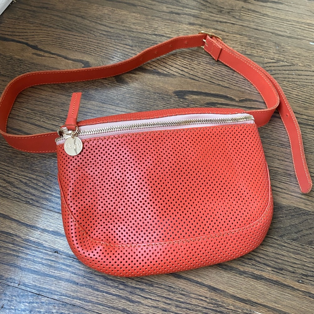 Clare V. orange perforated fanny pack